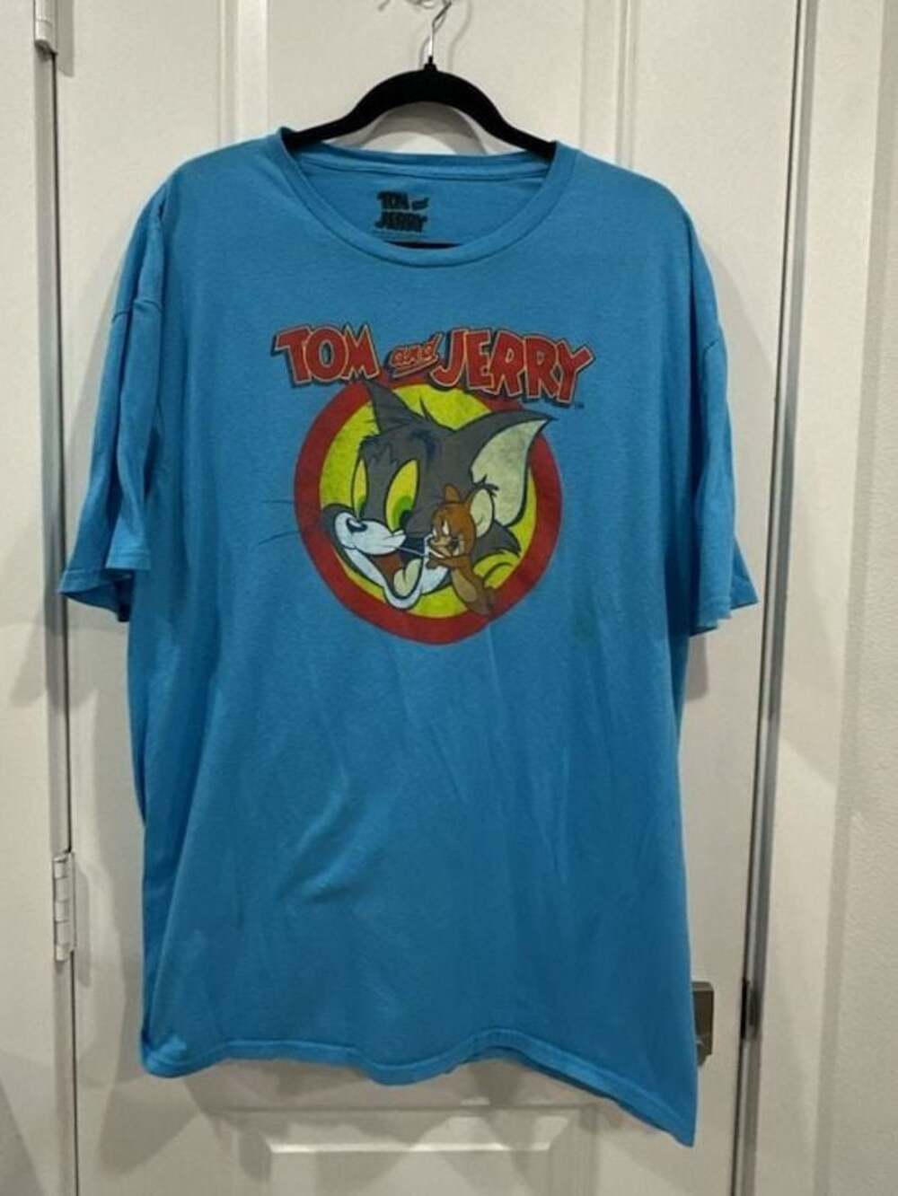 Tom and Jerry Classic Circle Logo Graphic T-Shirt Blue